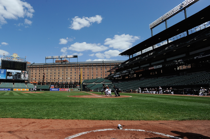 Illustration for article titled Photos: An empty stadium in Baltimore hosts a MLB baseball game